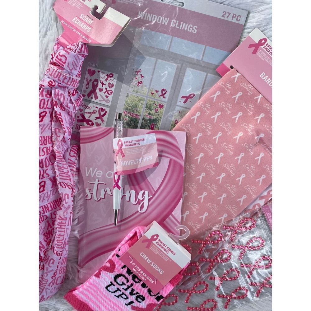 NWT 8 PC Breast Cancer Awareness Pen Socks Scarves Bandanna Set - Picture 9 of 9